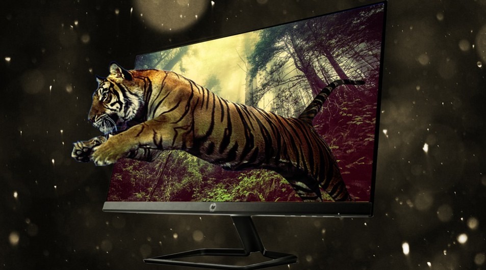 a 3D tiger on a television