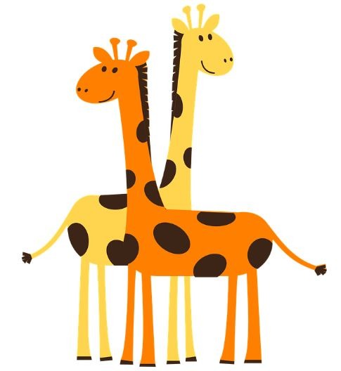 a vector image of two giraffes